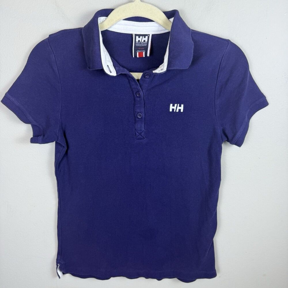 Women's Helly Hansen Classic Short Sleeve Polo Shirt Size Medium Navy Blue